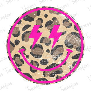 Rustic Leopard Print Smiley With Pink