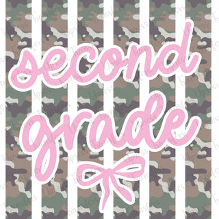 Second Grade Camo Stripes Bow