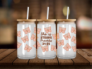 She Is Strong Butterflies 16 Oz Wrap