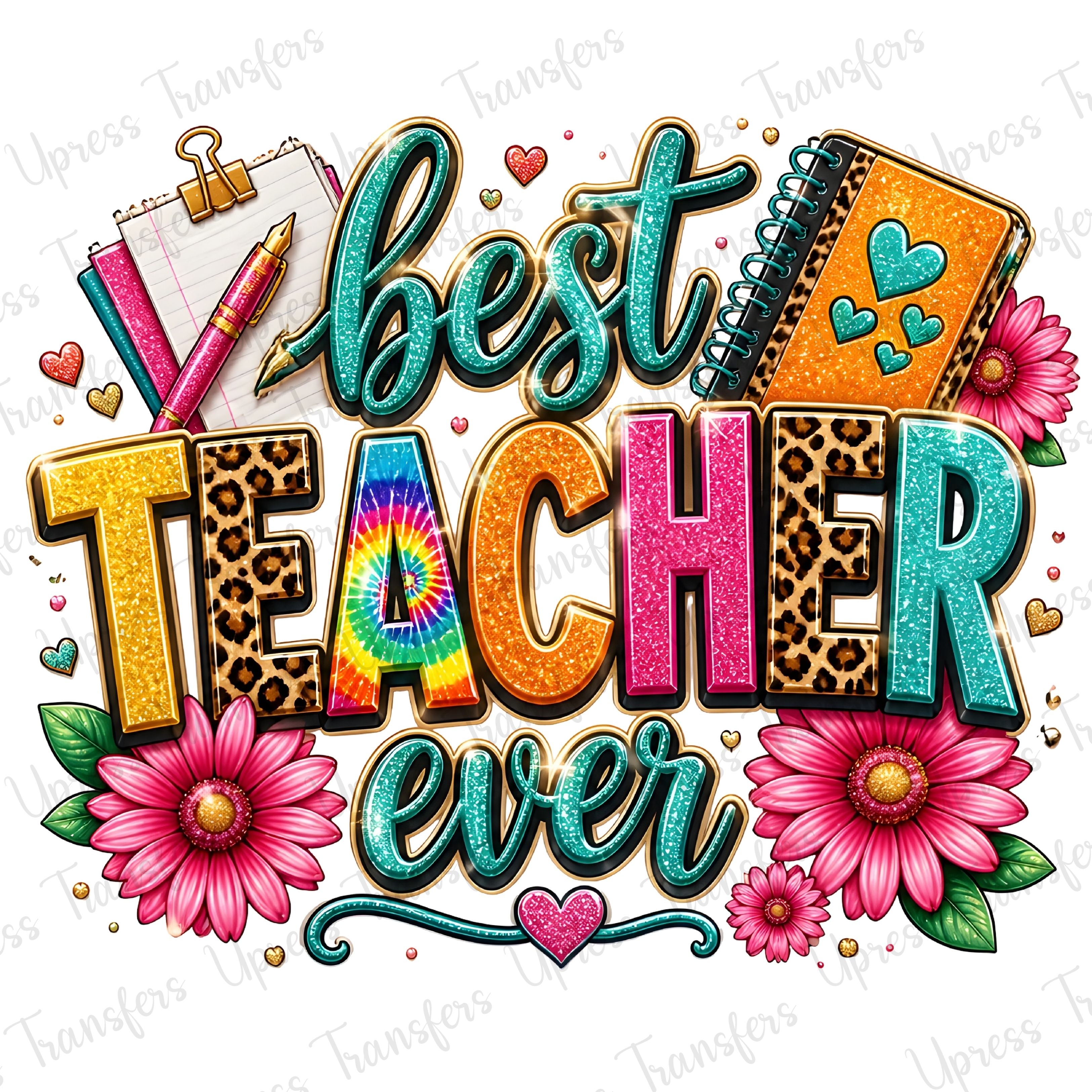 Shinny Glitter Best Teacher Retro