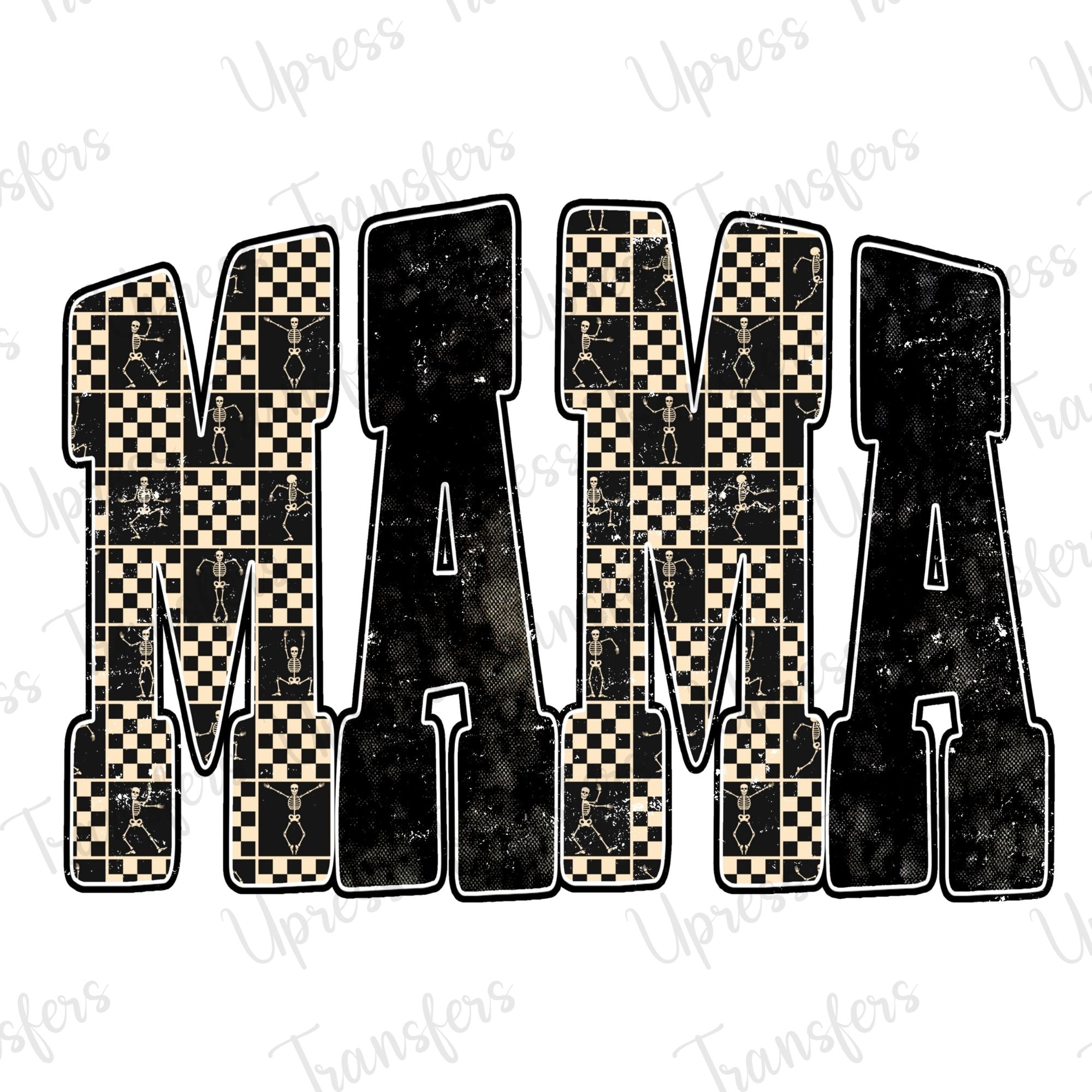 Skull Checkered Patterned Mama