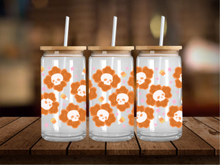 Skull Flowers Candy Corn 16 Oz Wrap
