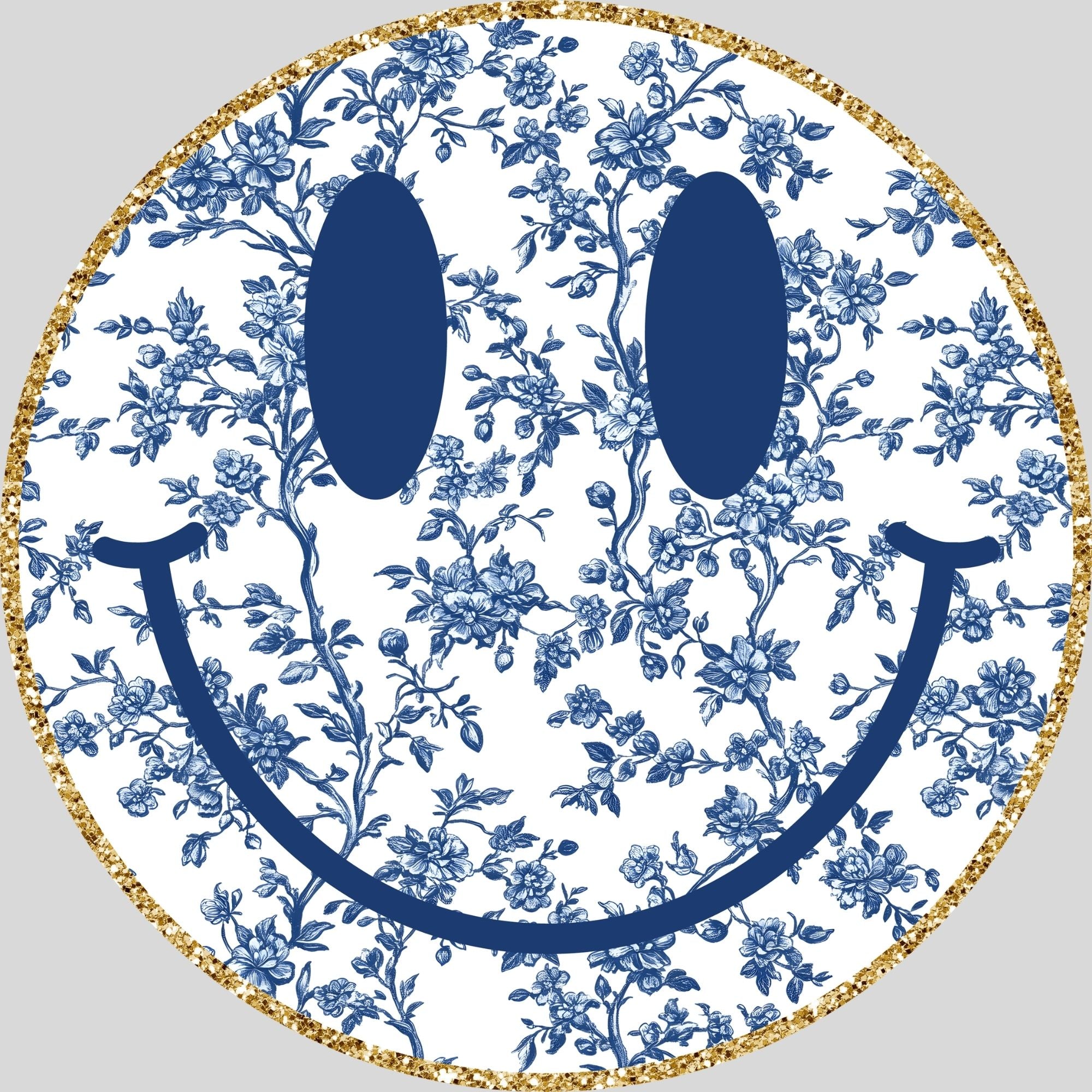 Smiley Blue Floral Gold