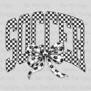 Soccer Checkered Soccer Bow