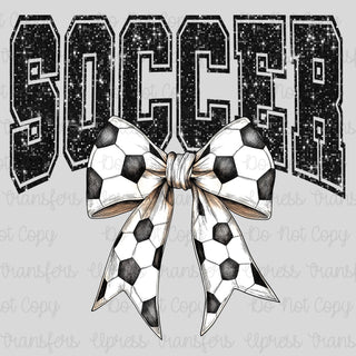Soccer Faux Glitter Soccer Bow