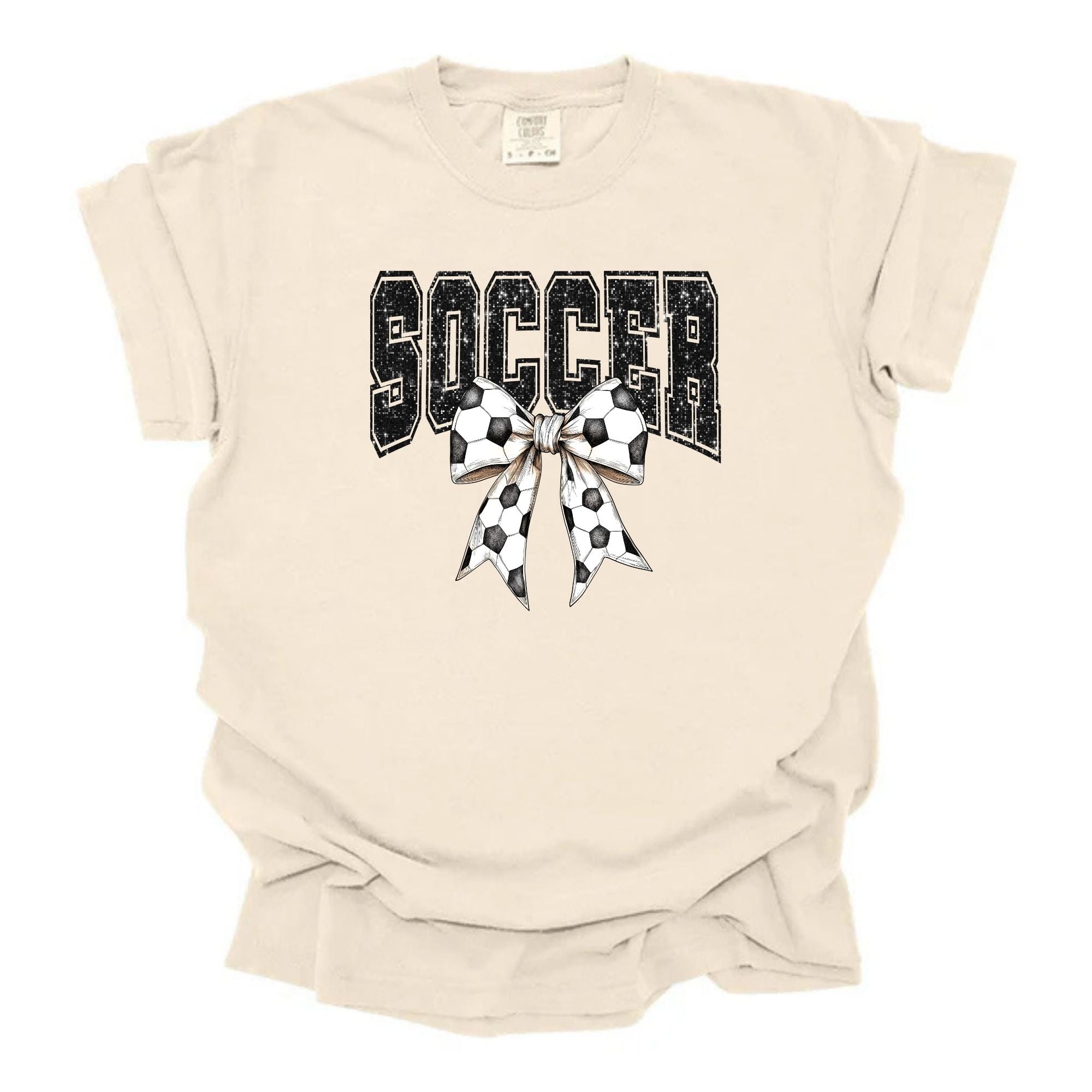 Soccer Faux Glitter Soccer Bow