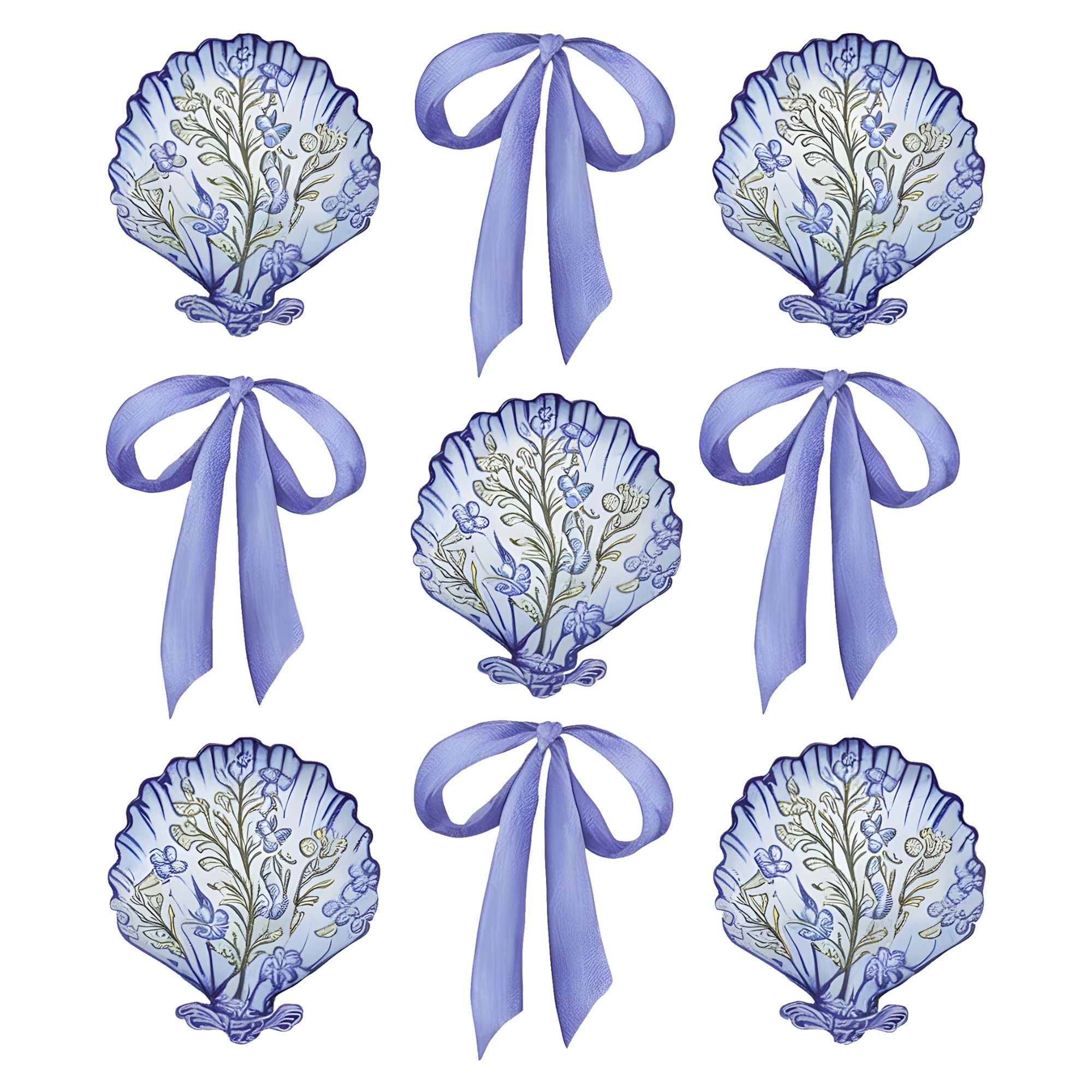 Soft Blue Bows And Shells