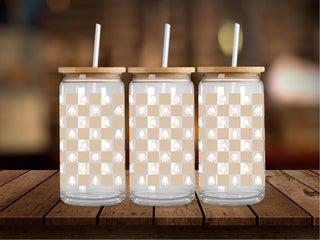 Soft Brown Checkered Ghosts 16 Oz Wrap