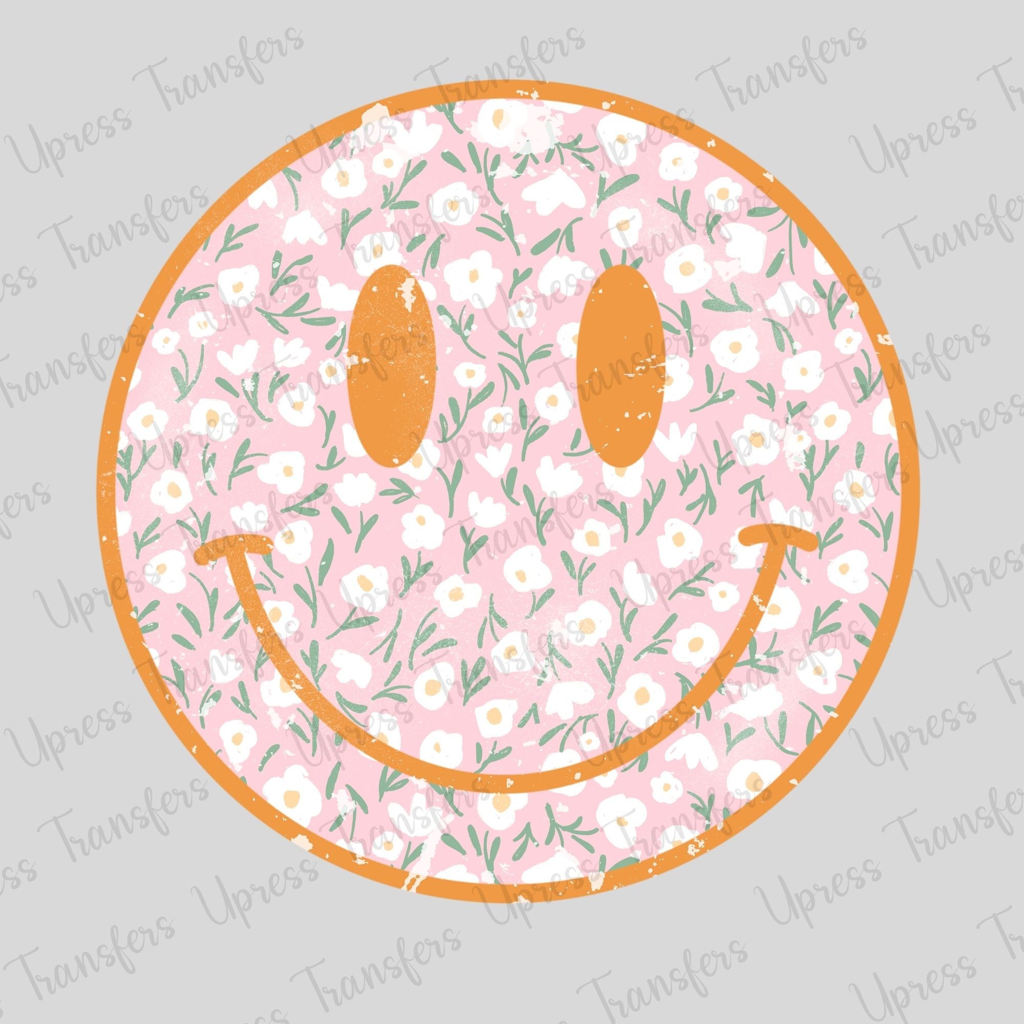 Soft Doodle Floral Pink Smiley