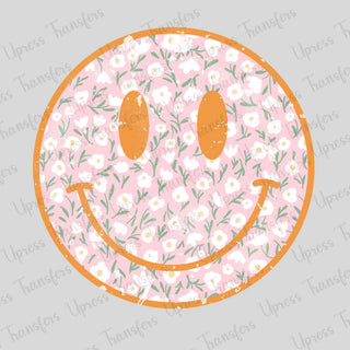 Soft Doodle Floral Pink Smiley
