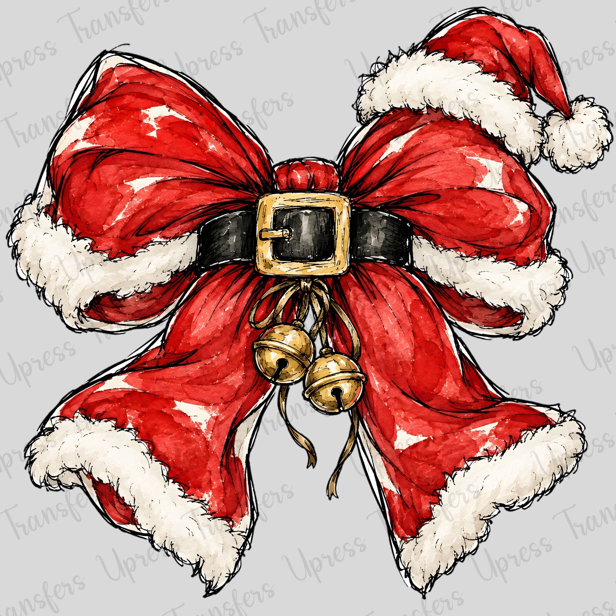 Soft Fuzzy Santa Bow With Bells