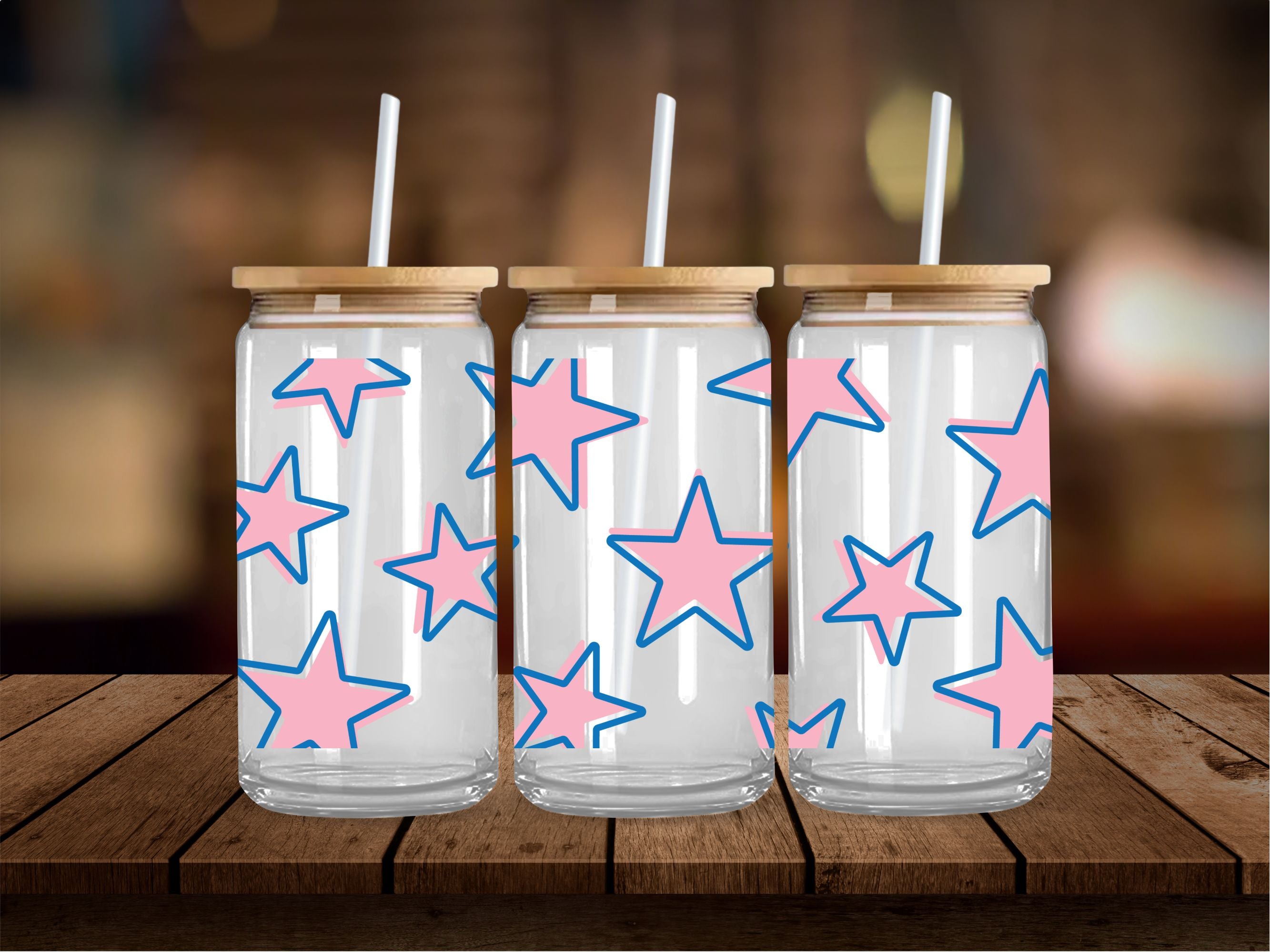 Soft Pink Blue Stars 16 Oz Wrap