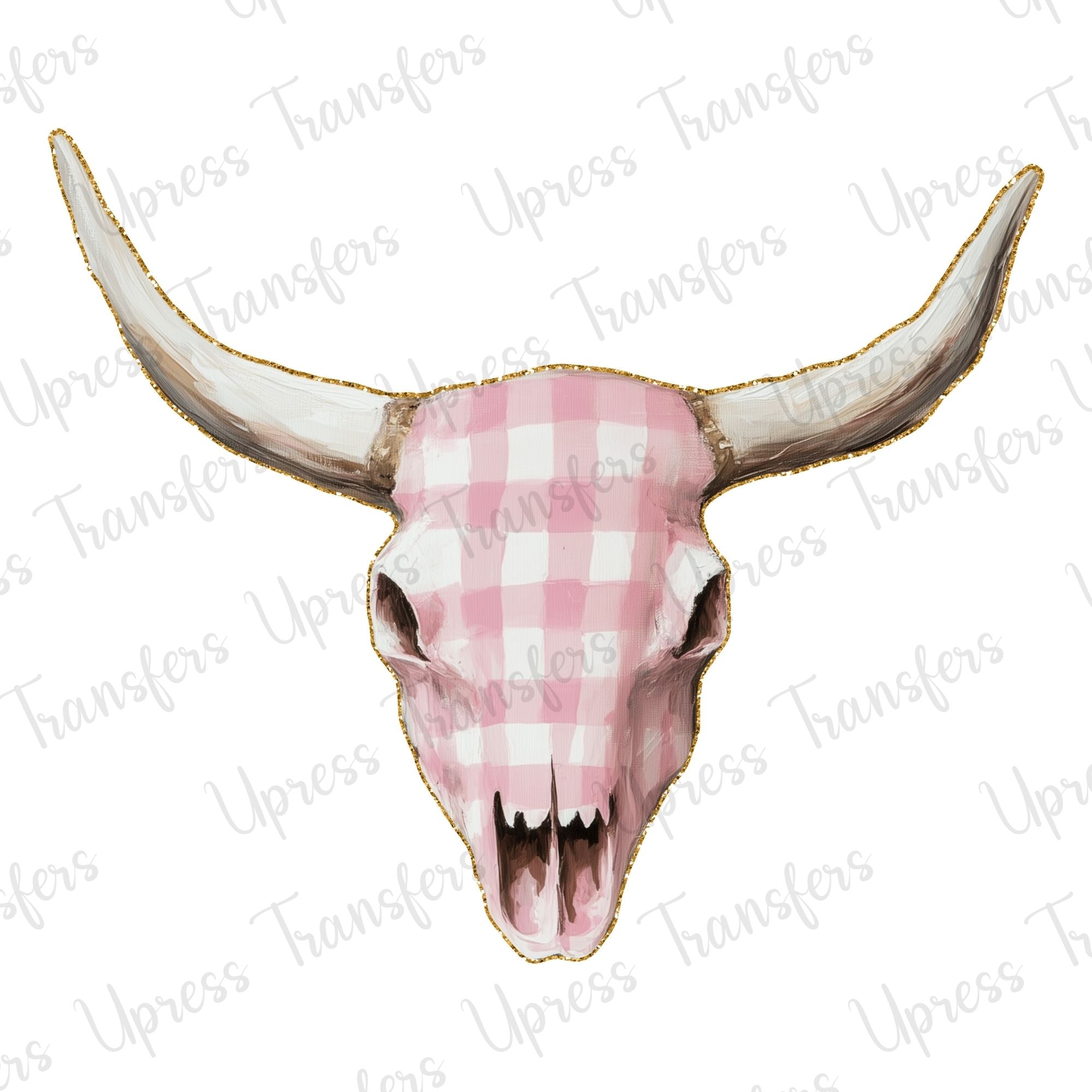Soft Pink Gingham Skull