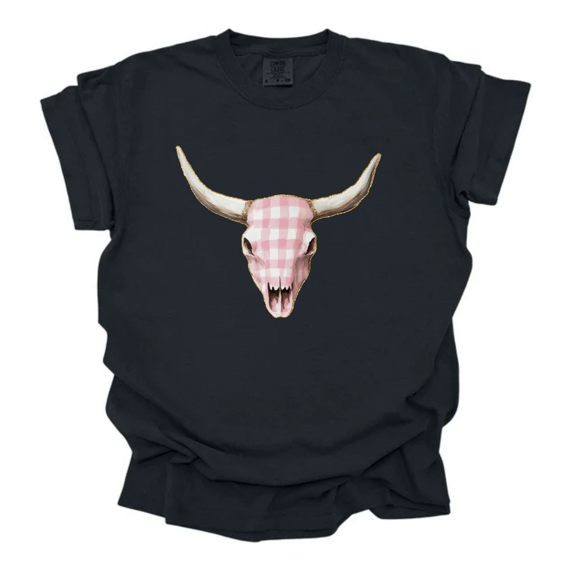 Soft Pink Gingham Skull