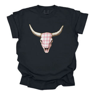 Soft Pink Gingham Skull