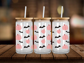 Soft Pink Pumpkins and Bats 16 Oz Wrap