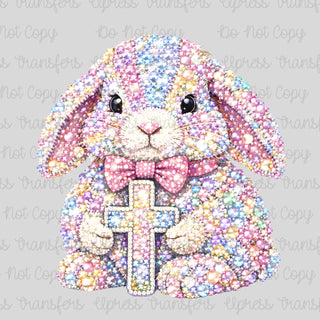 Soft Rhinestone Easter Bunny Cross