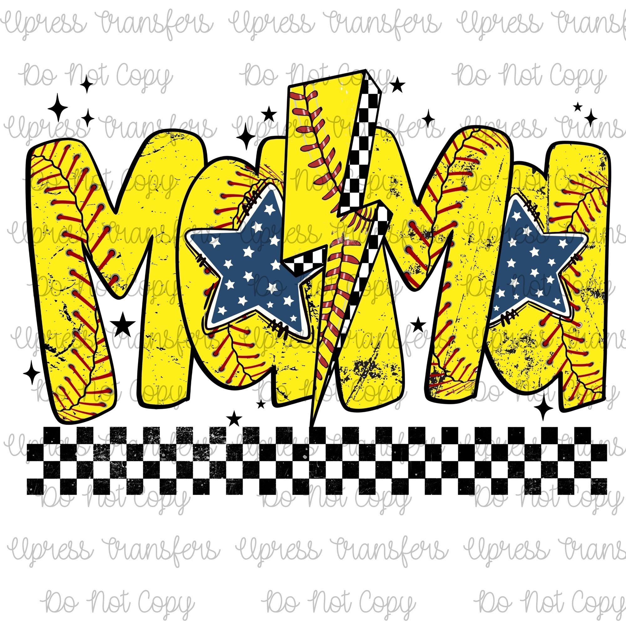 Softball Mama Trendy Bolt Checkered