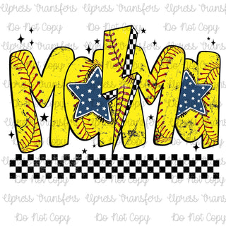 Softball Mama Trendy Bolt Checkered