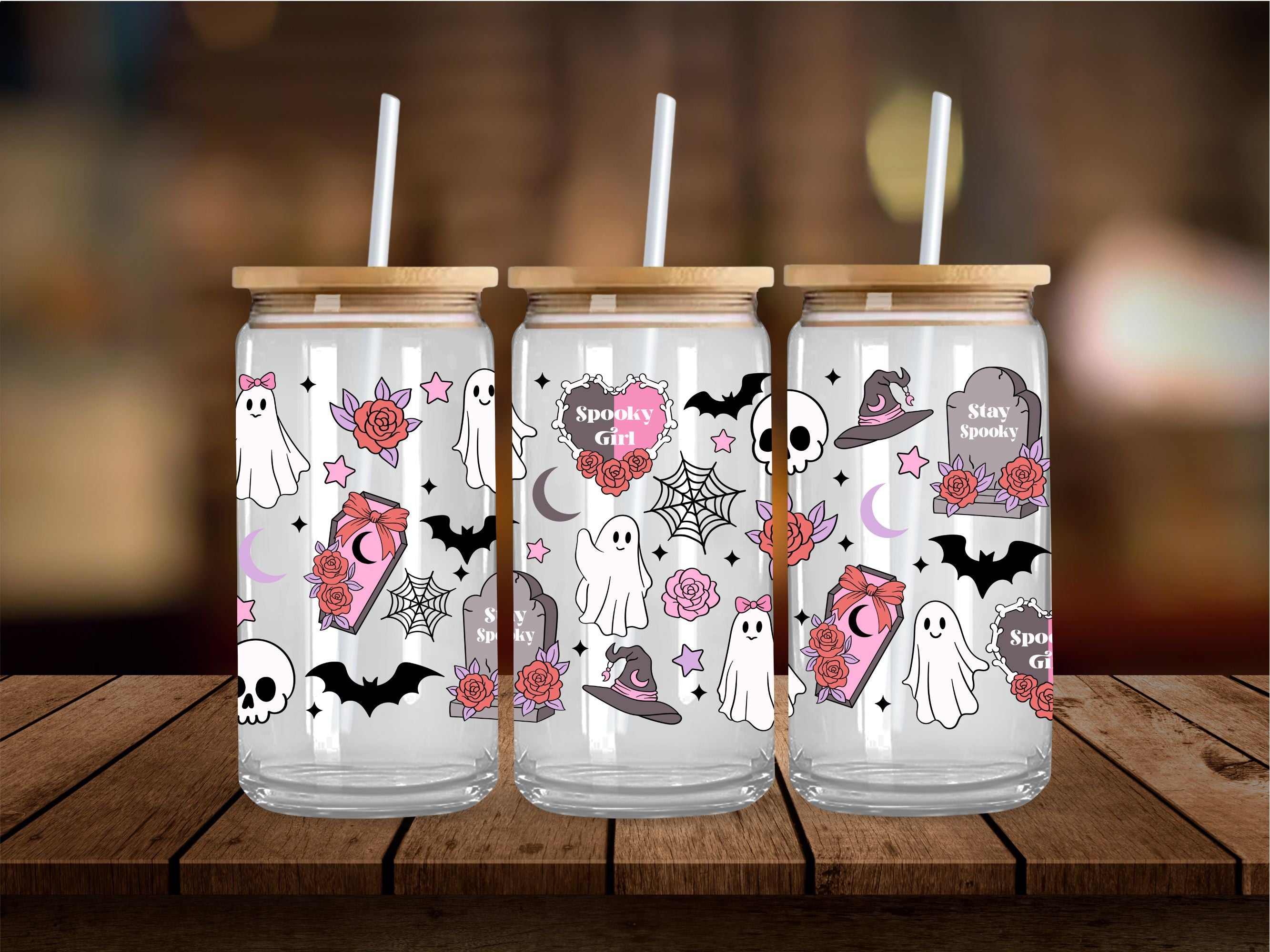 Spooky Girl Collage 16 Oz Wrap