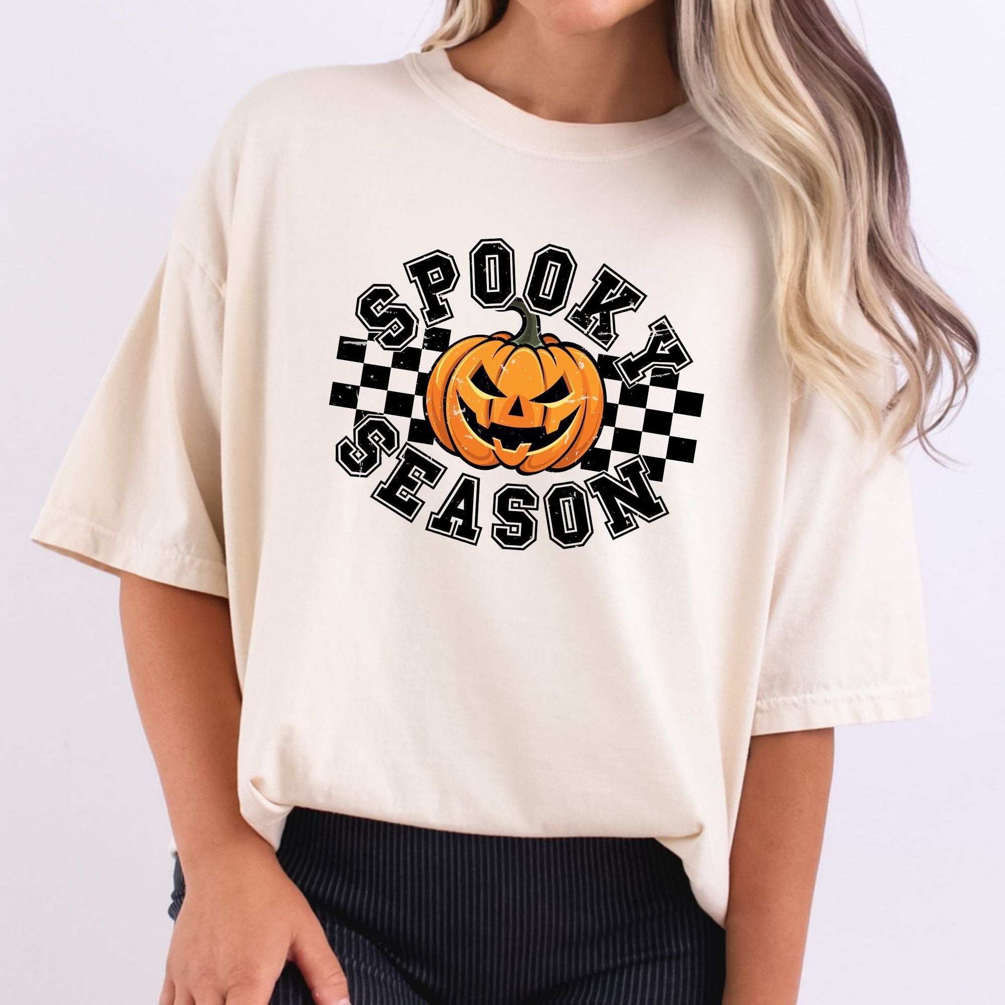 Spooky Season Checkered Pumpkin