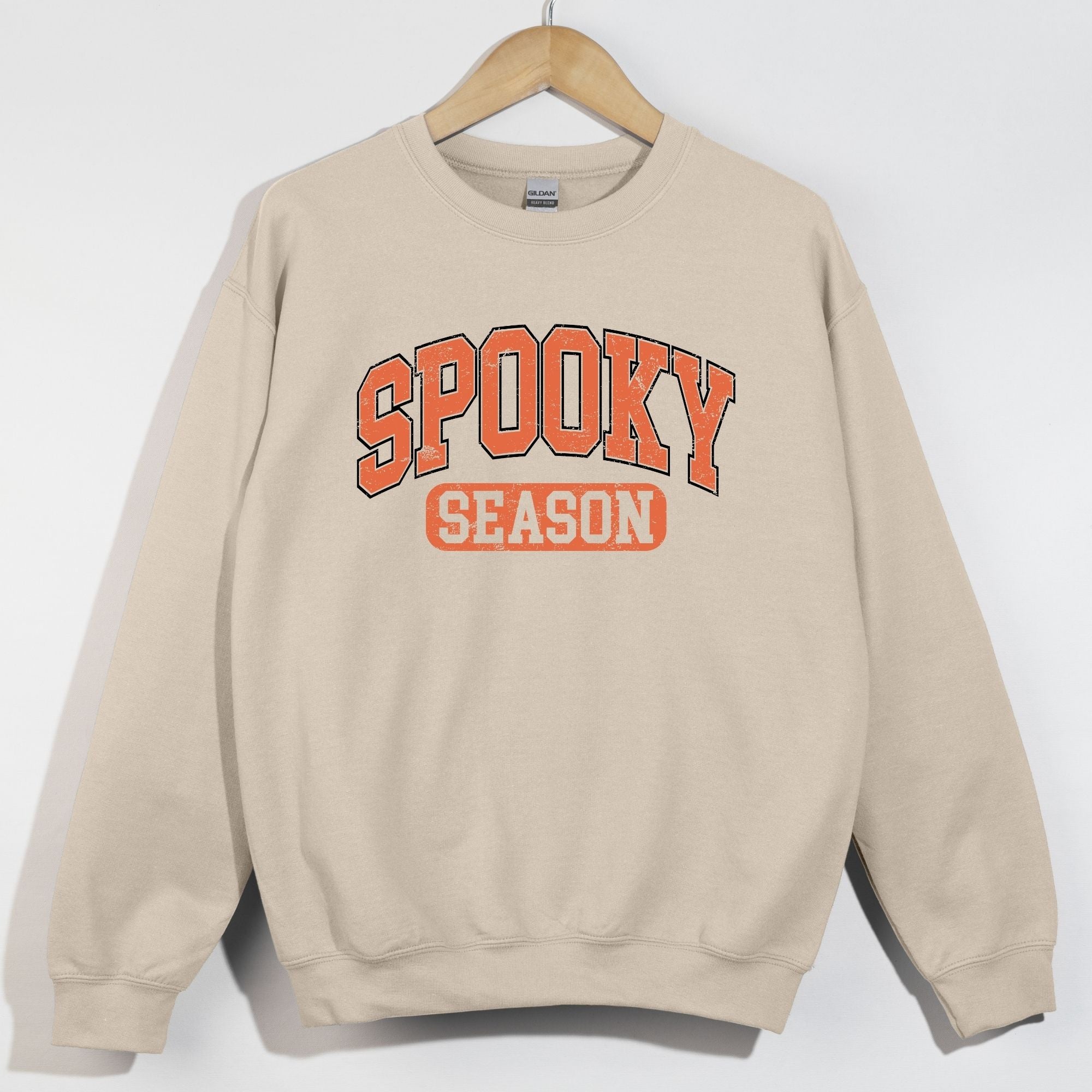 Spooky Season Varsity Orange Distressed