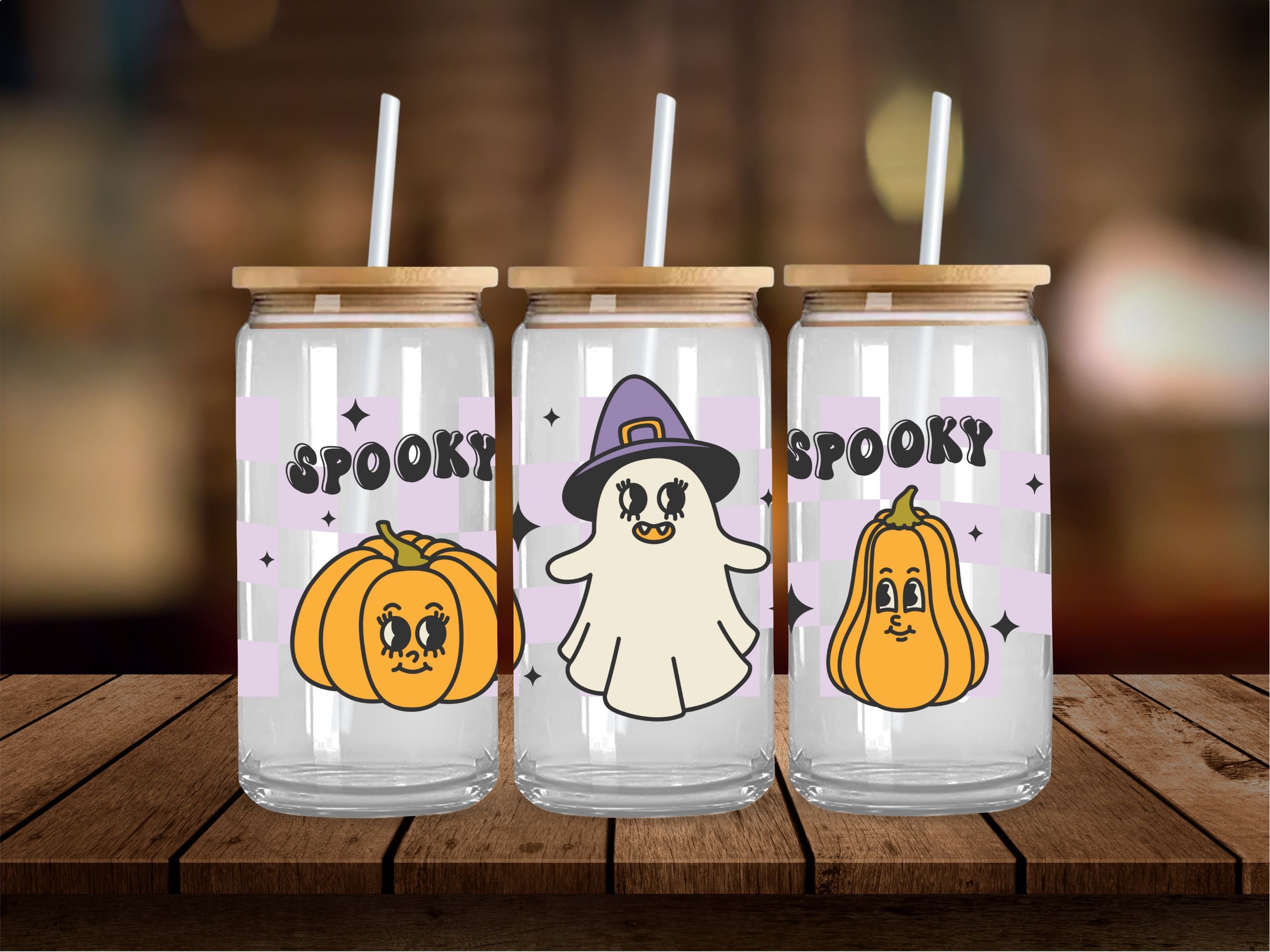 Spooky Spooky Checkered 16 Oz Wrap