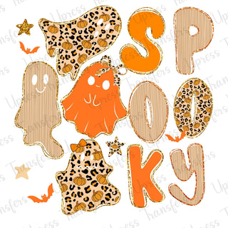 Spooky Stacked Orange Cute Ghosts