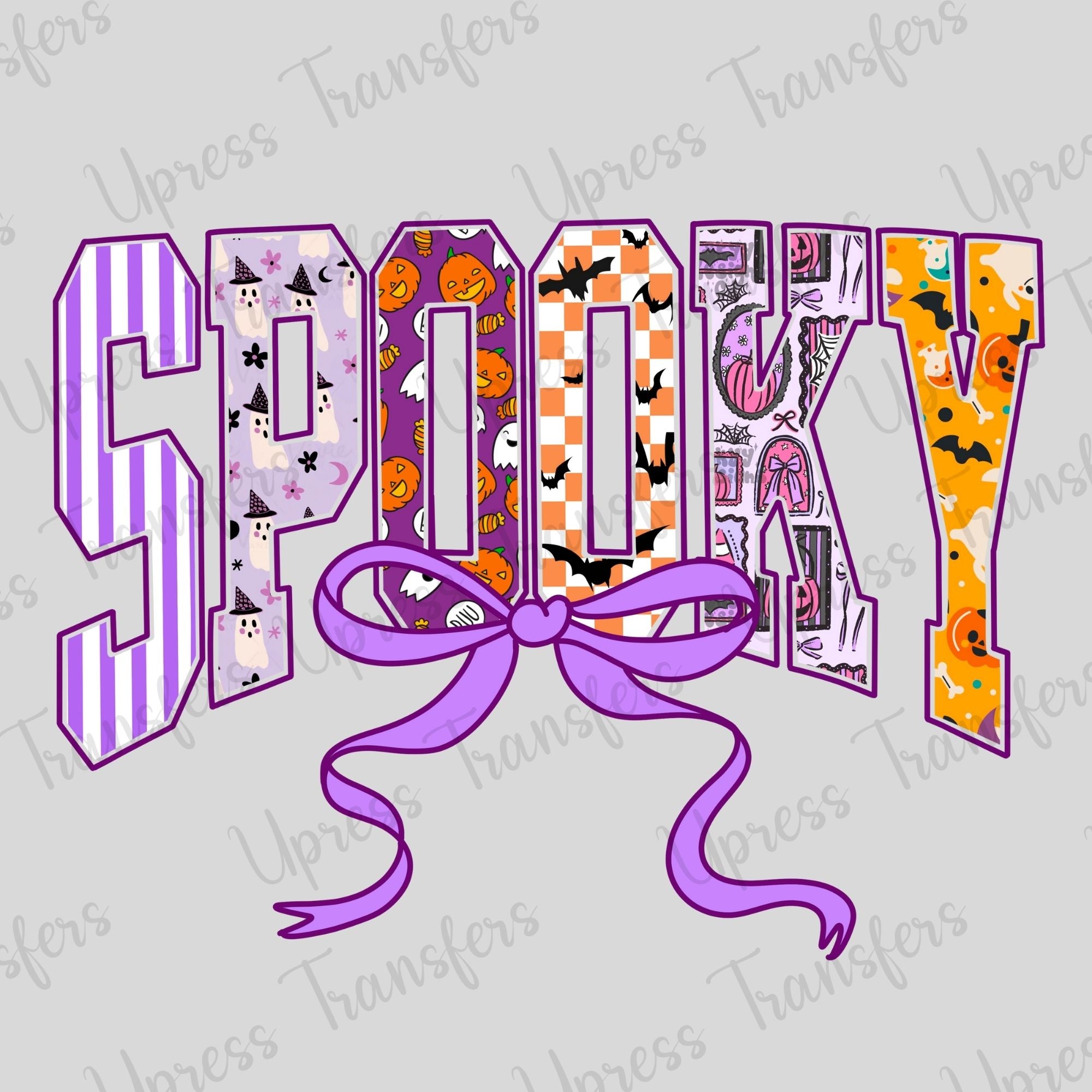 Spooky Varsity Multi Patterns Purple Bow