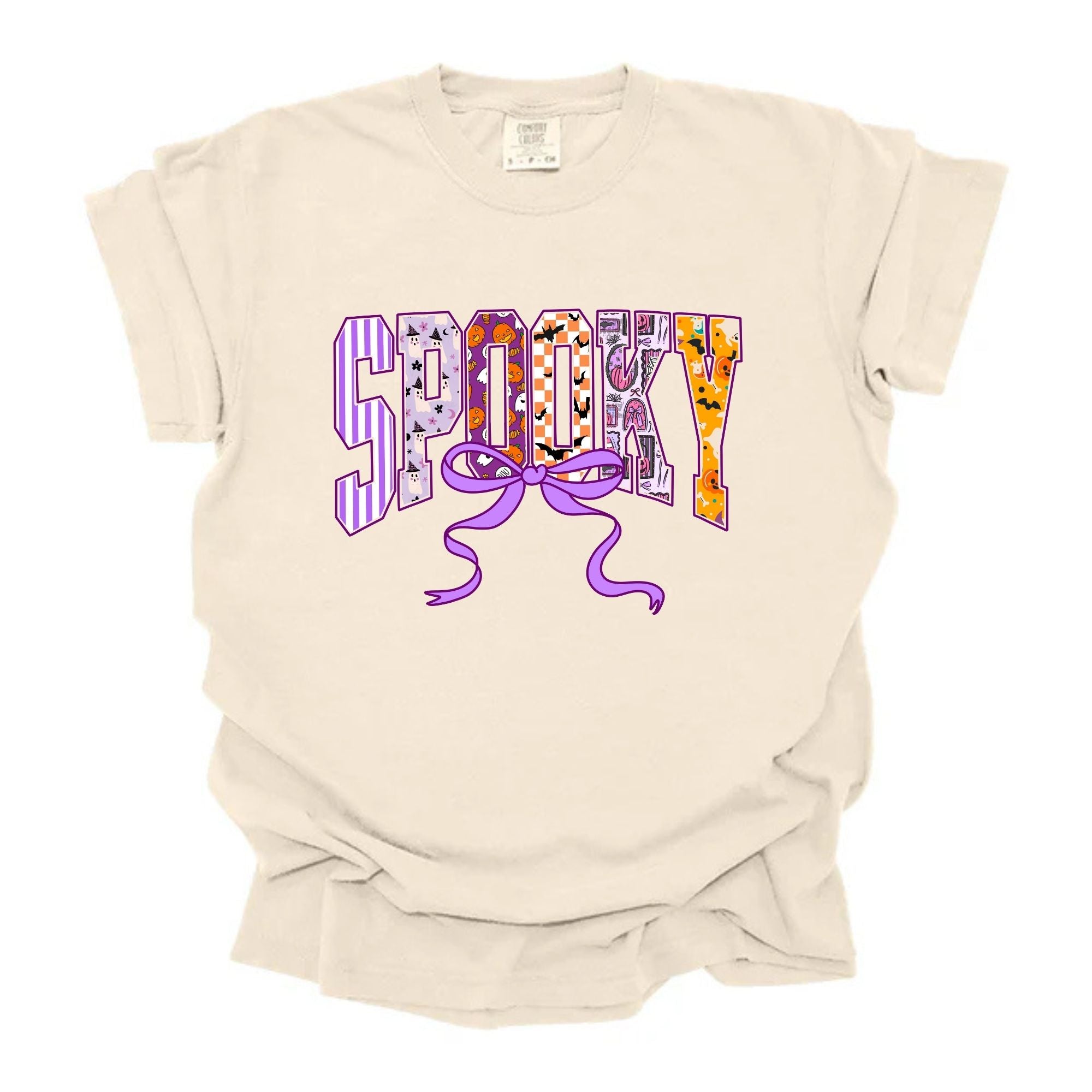 Spooky Varsity Multi Patterns Purple Bow