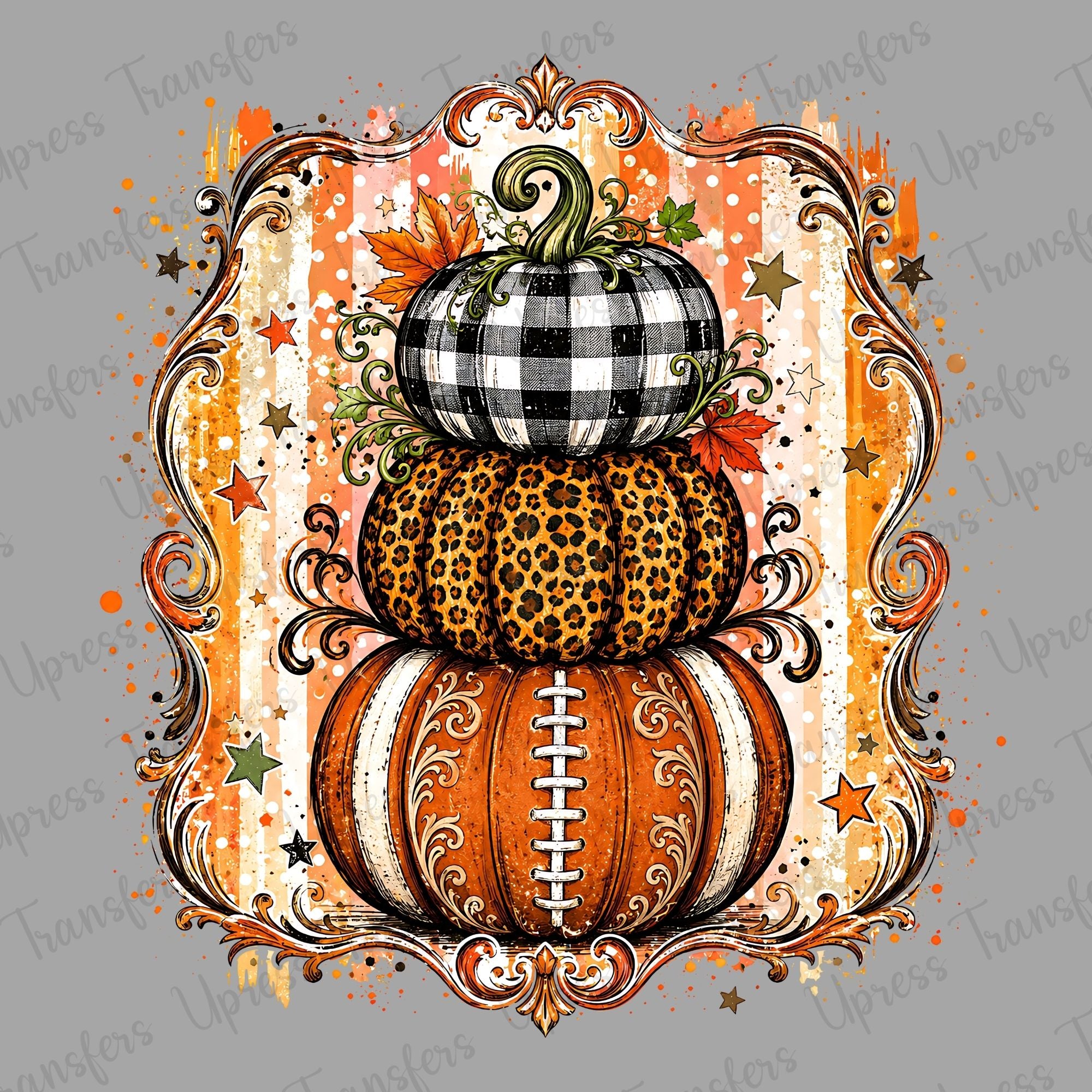Stacked Football Pumpkins