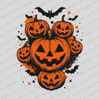 Stacked Pumpkins and Bats