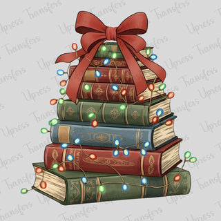 Stack of Books Wrapped In Lights