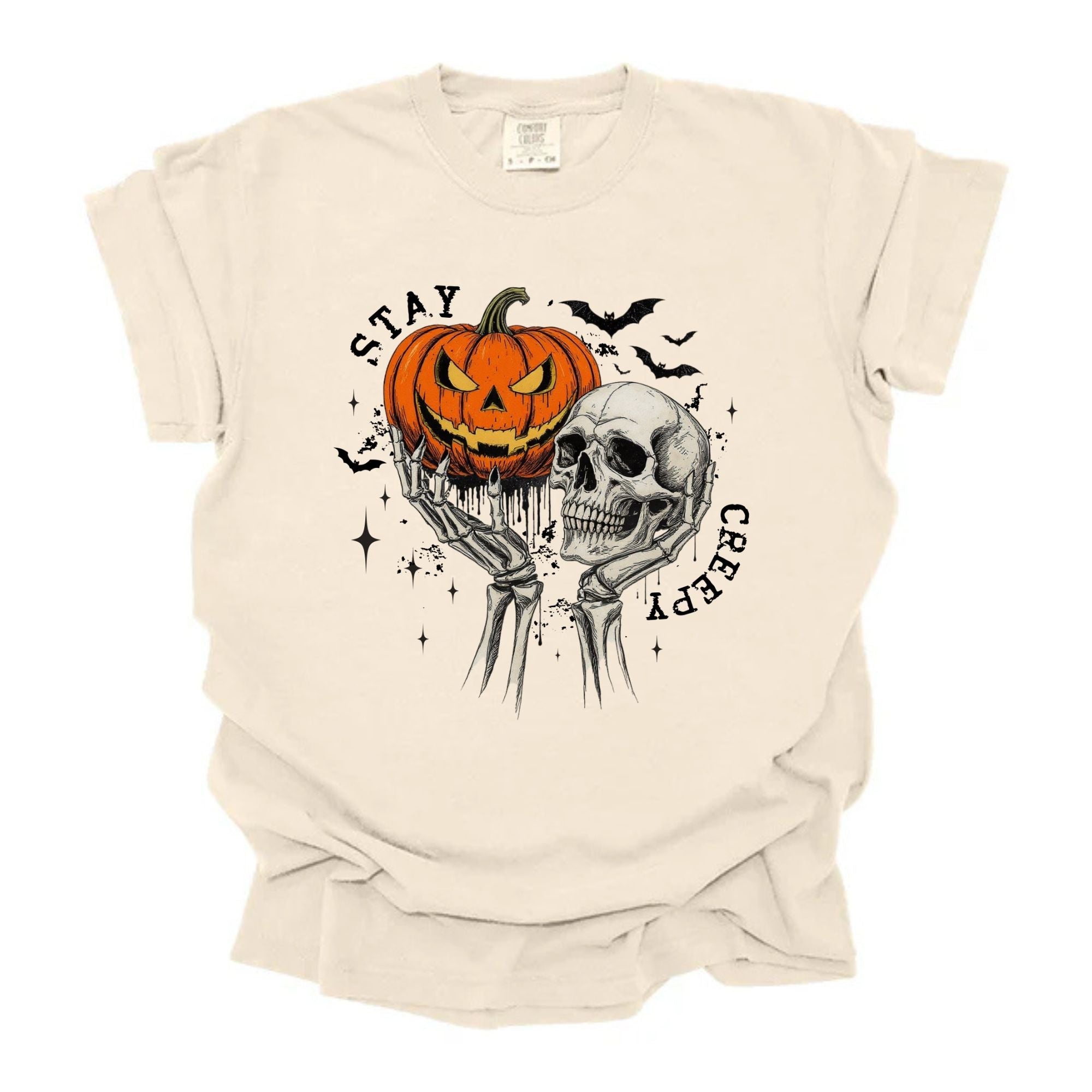 Stay Creepy Skeleton and Pumpkin