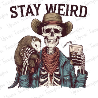 Stay Weird Racoon Skeleton