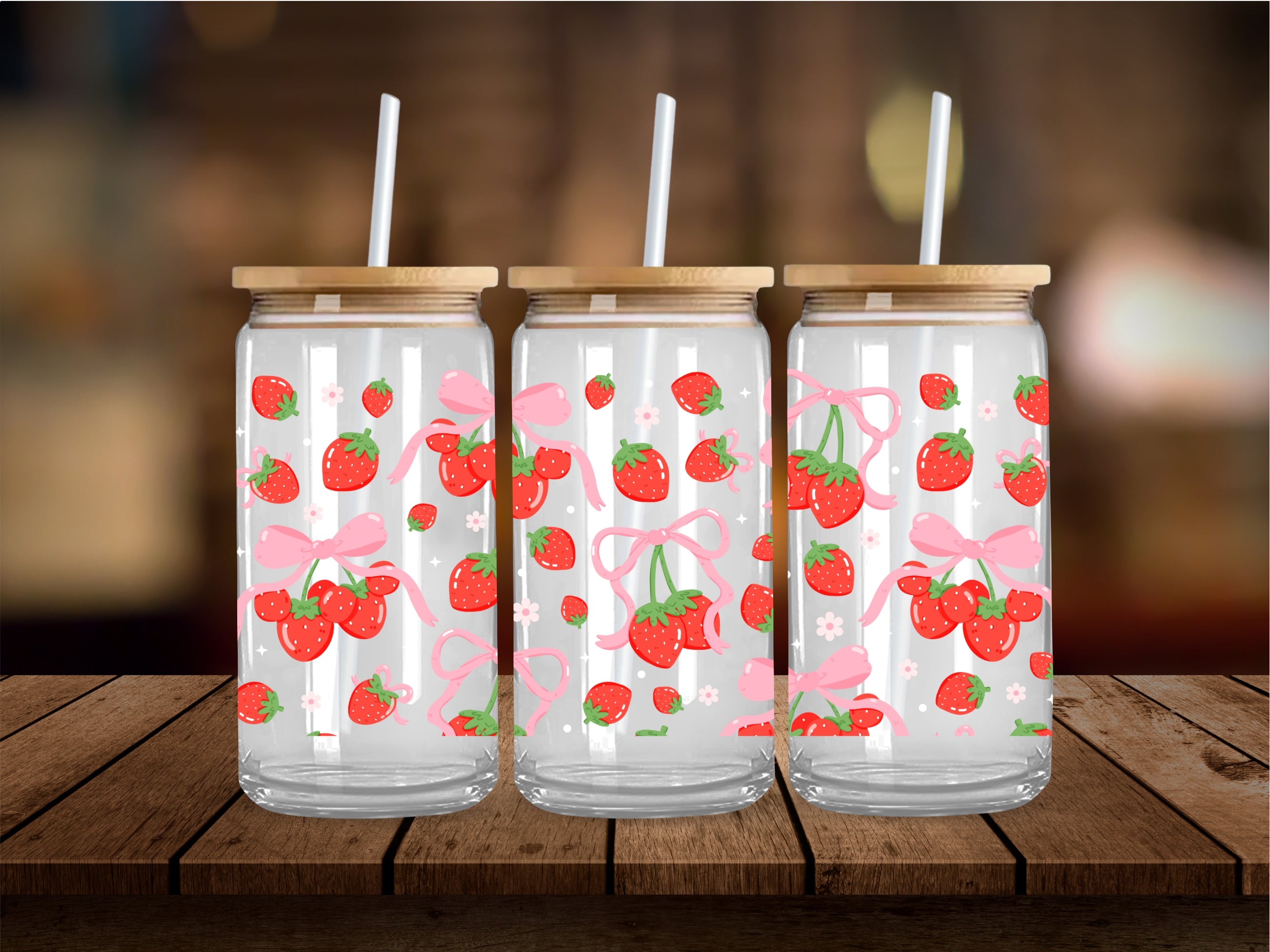 Strawberry Ribbon 16 Oz Wrap