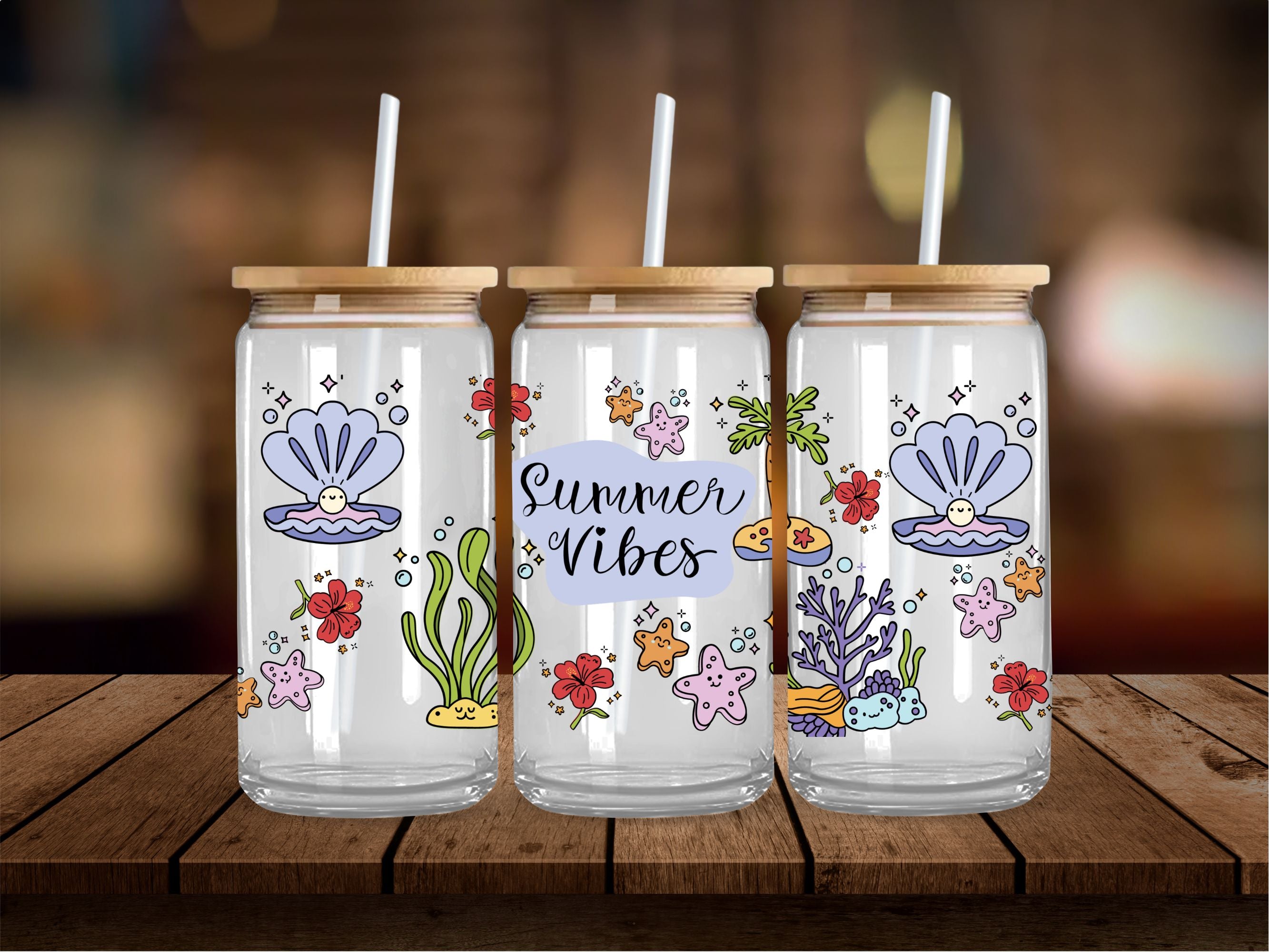 Summer Vibes Shells 16 Oz Wrap