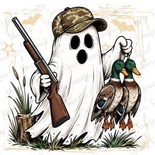Tan Background Ghost Hunting Ducks