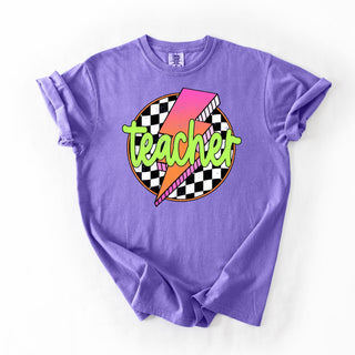 Teacher Checkered Bolt Circle