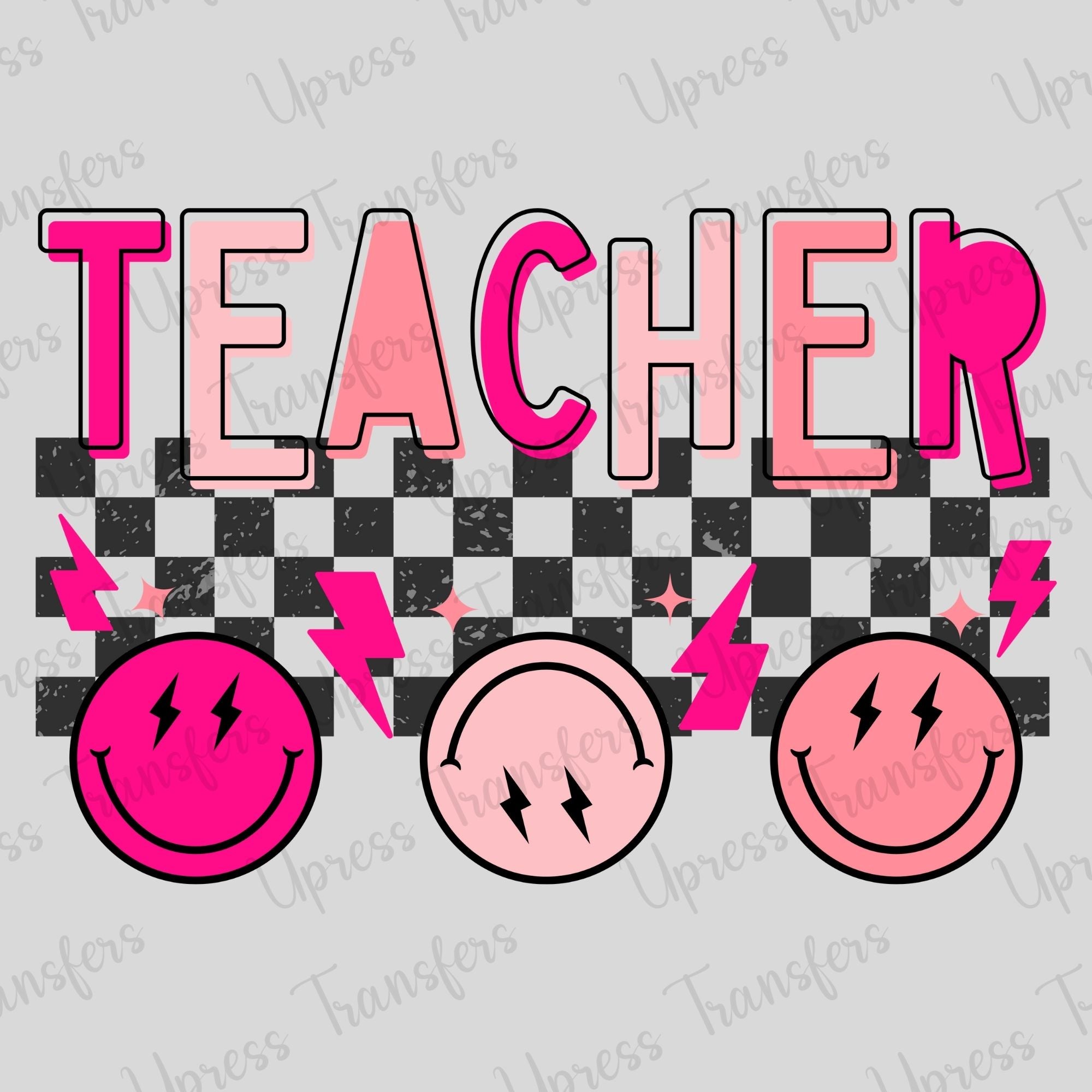 Teacher Pink Checkered Smilies