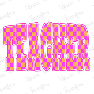 Teacher Purple Orange Checkered