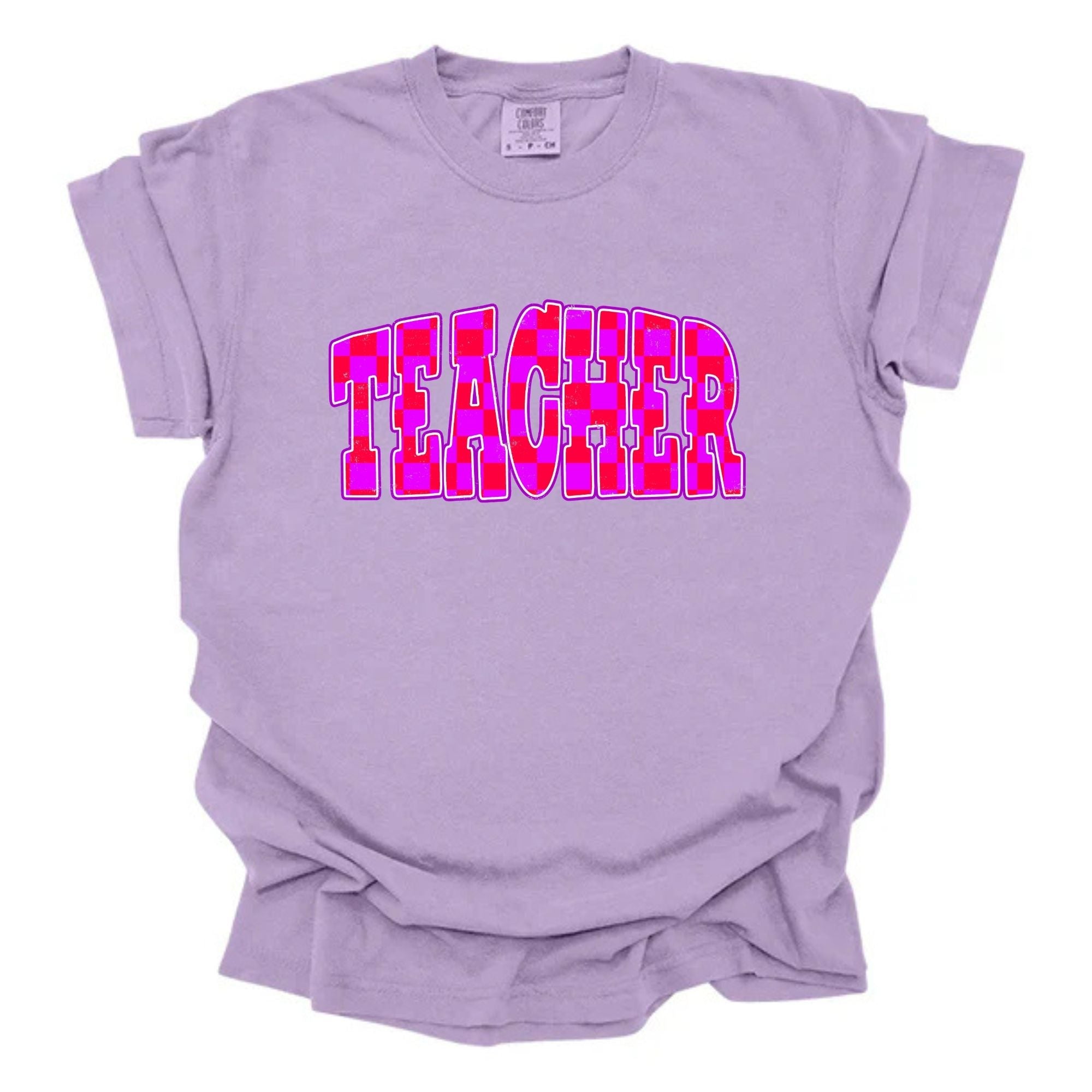 Teacher Purple Red Checkered