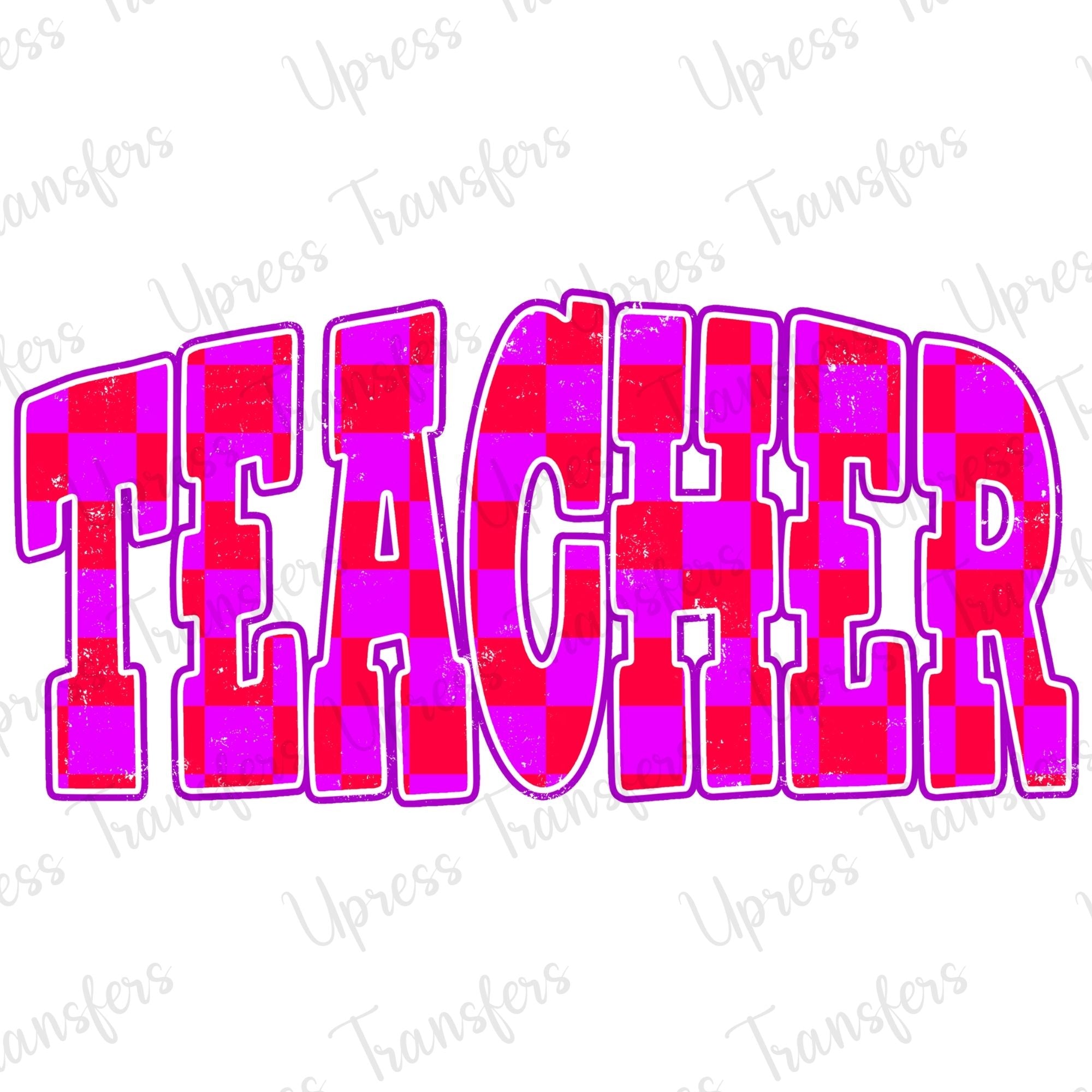 Teacher Purple Red Checkered