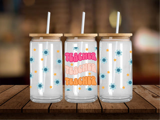 Teacher x3 Blue Flowers 16 Oz Wrap
