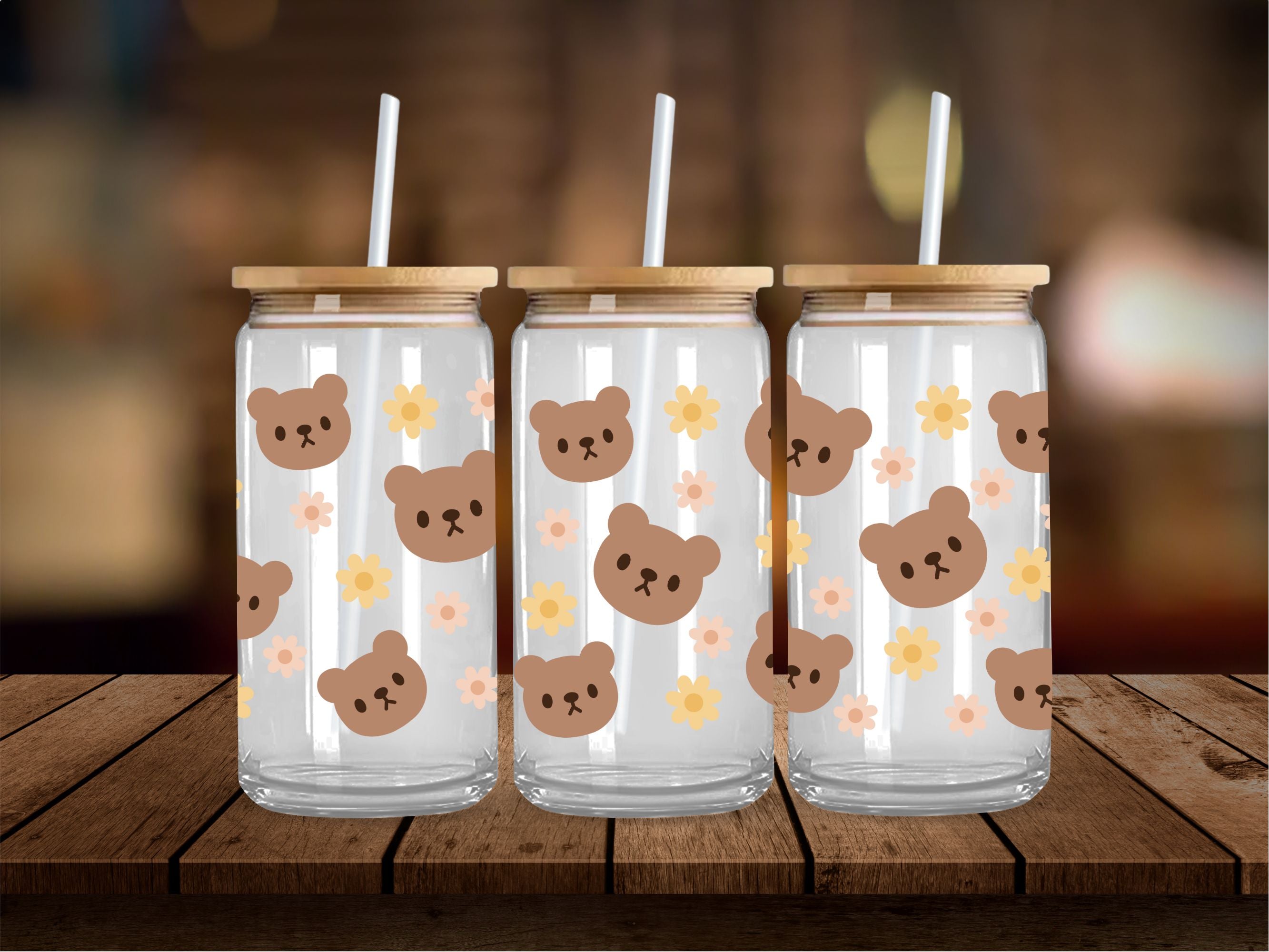 Teddy Bear Floral 16 Oz Wrap