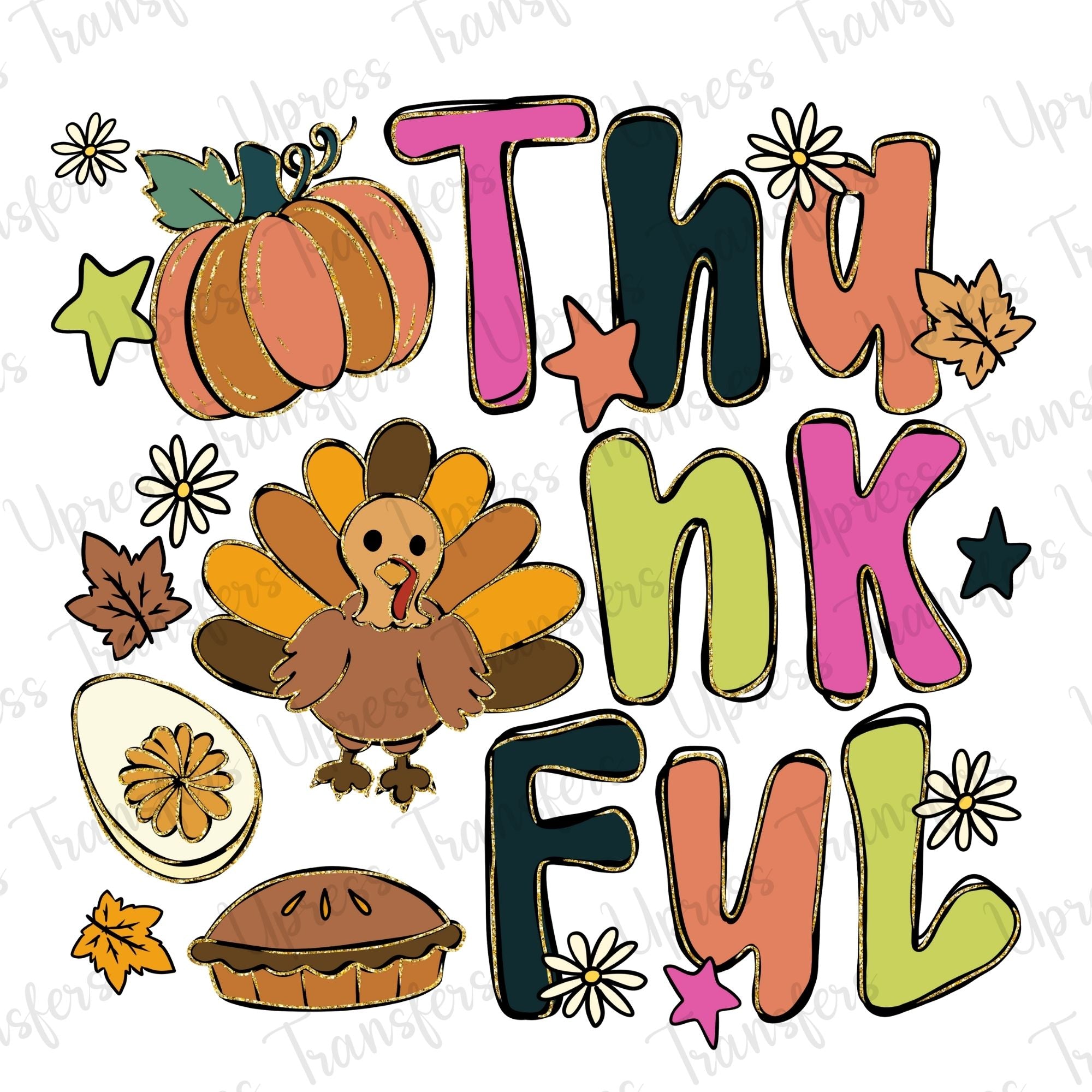 Thankful Cutesy Glitter Lined