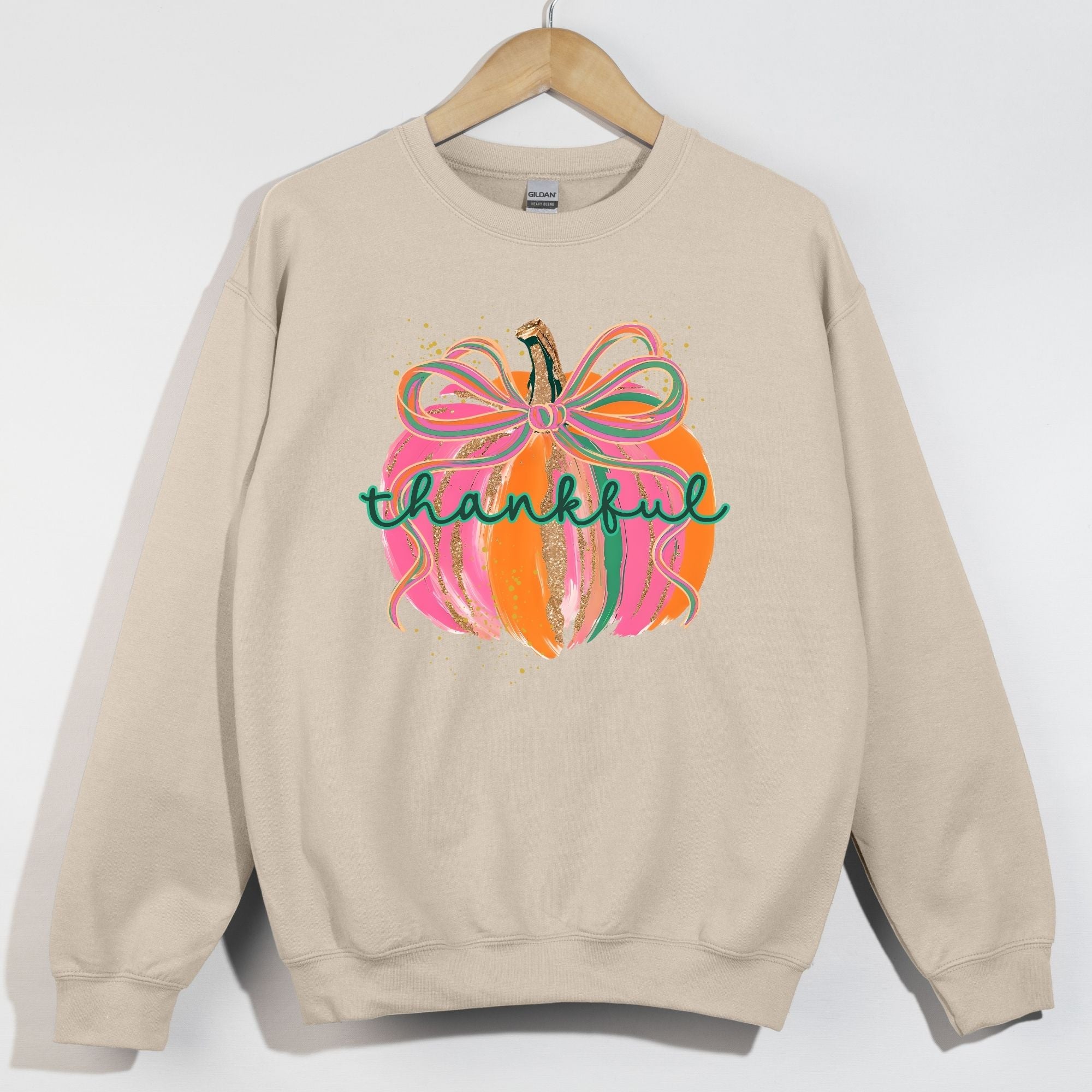 Thankful Girly Pumpkin with Glitter