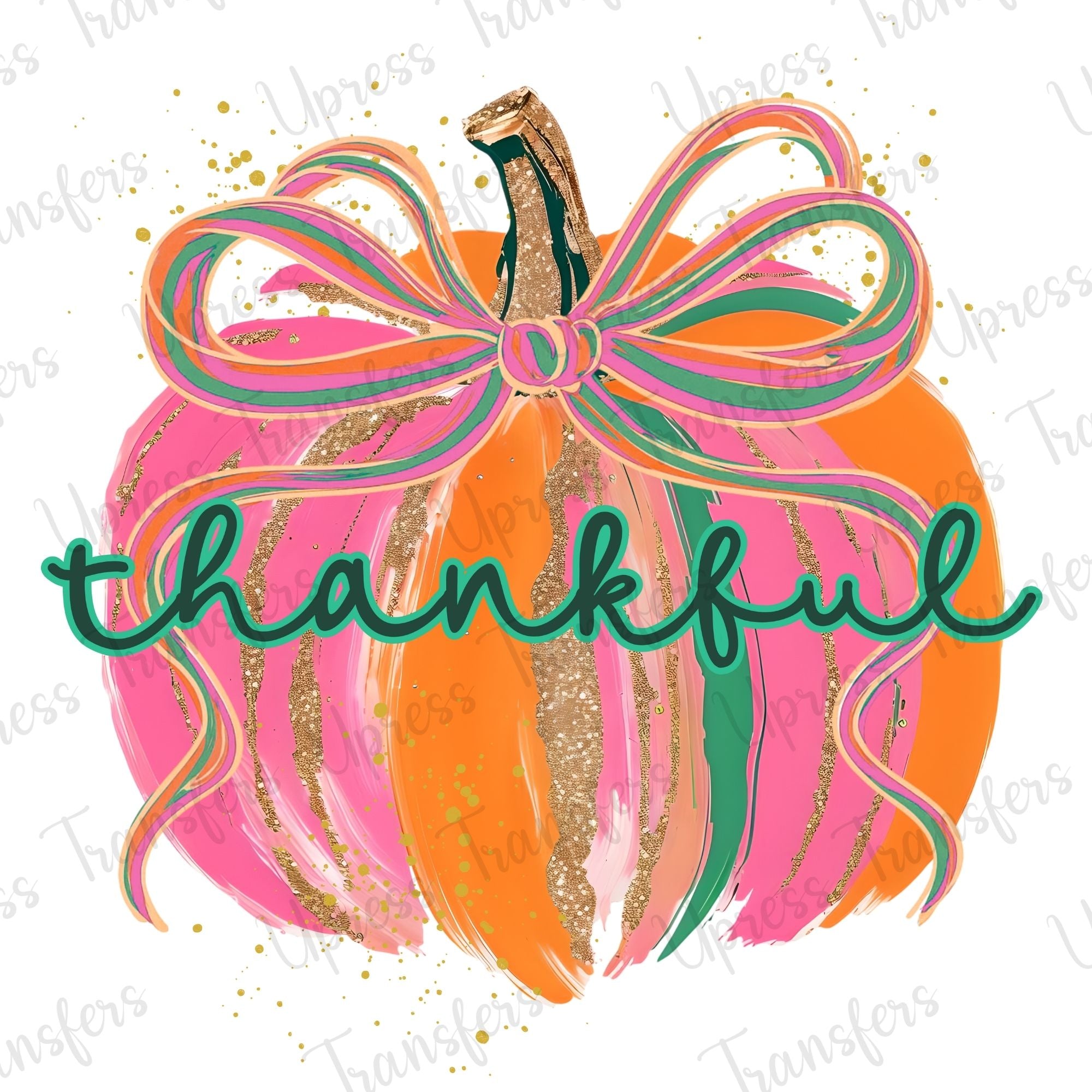 Thankful Girly Pumpkin with Glitter