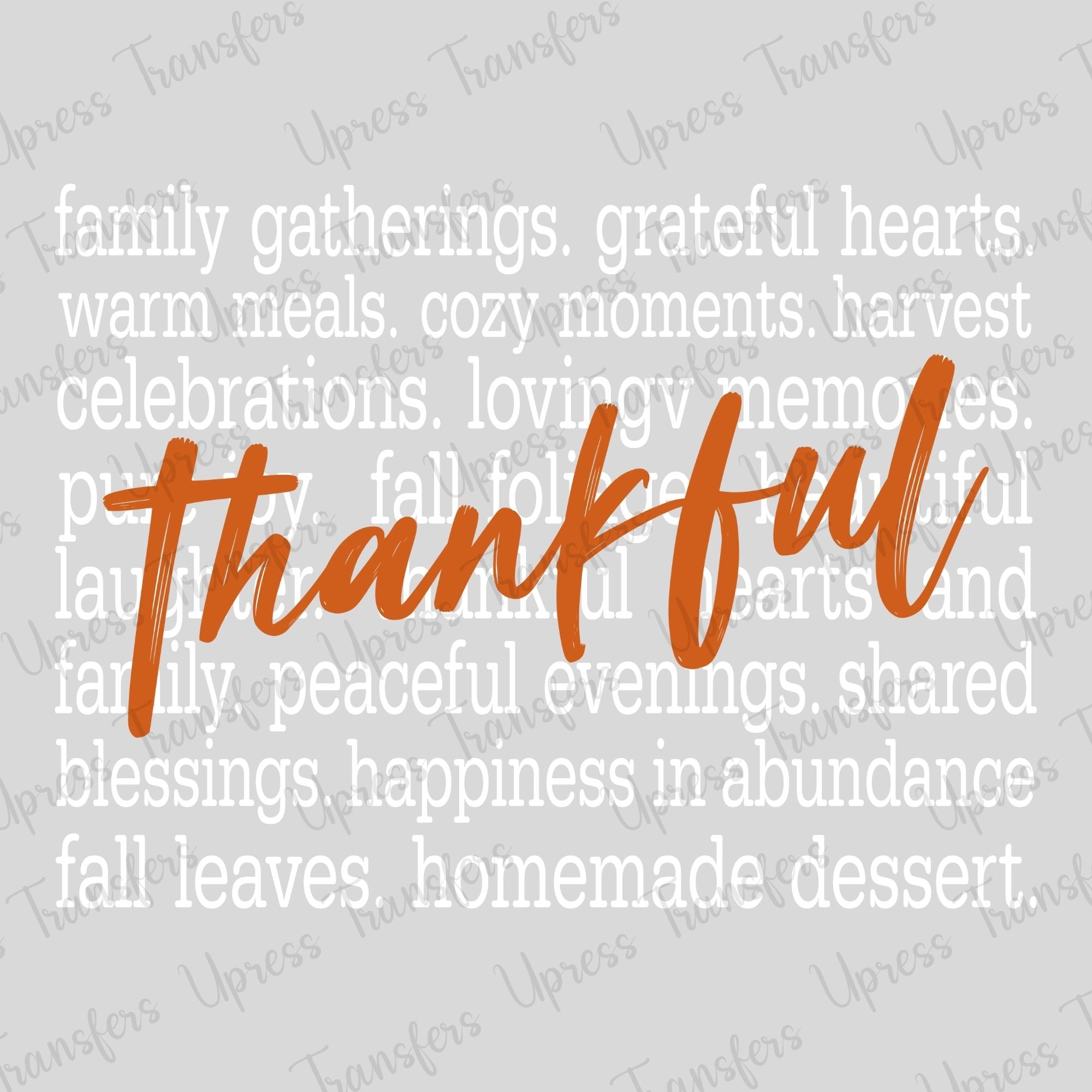 Thankful Orange White Words
