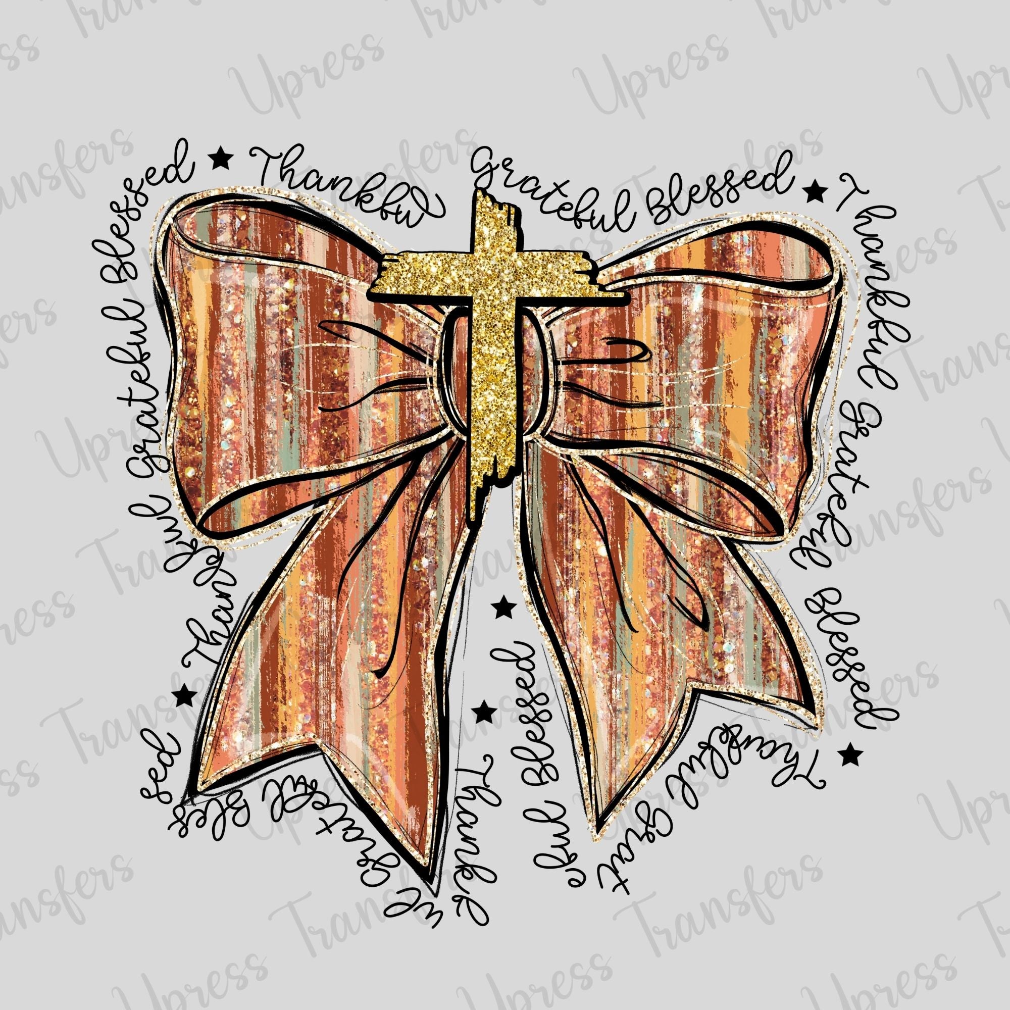 Thanksgiving Bow Glitter Outline